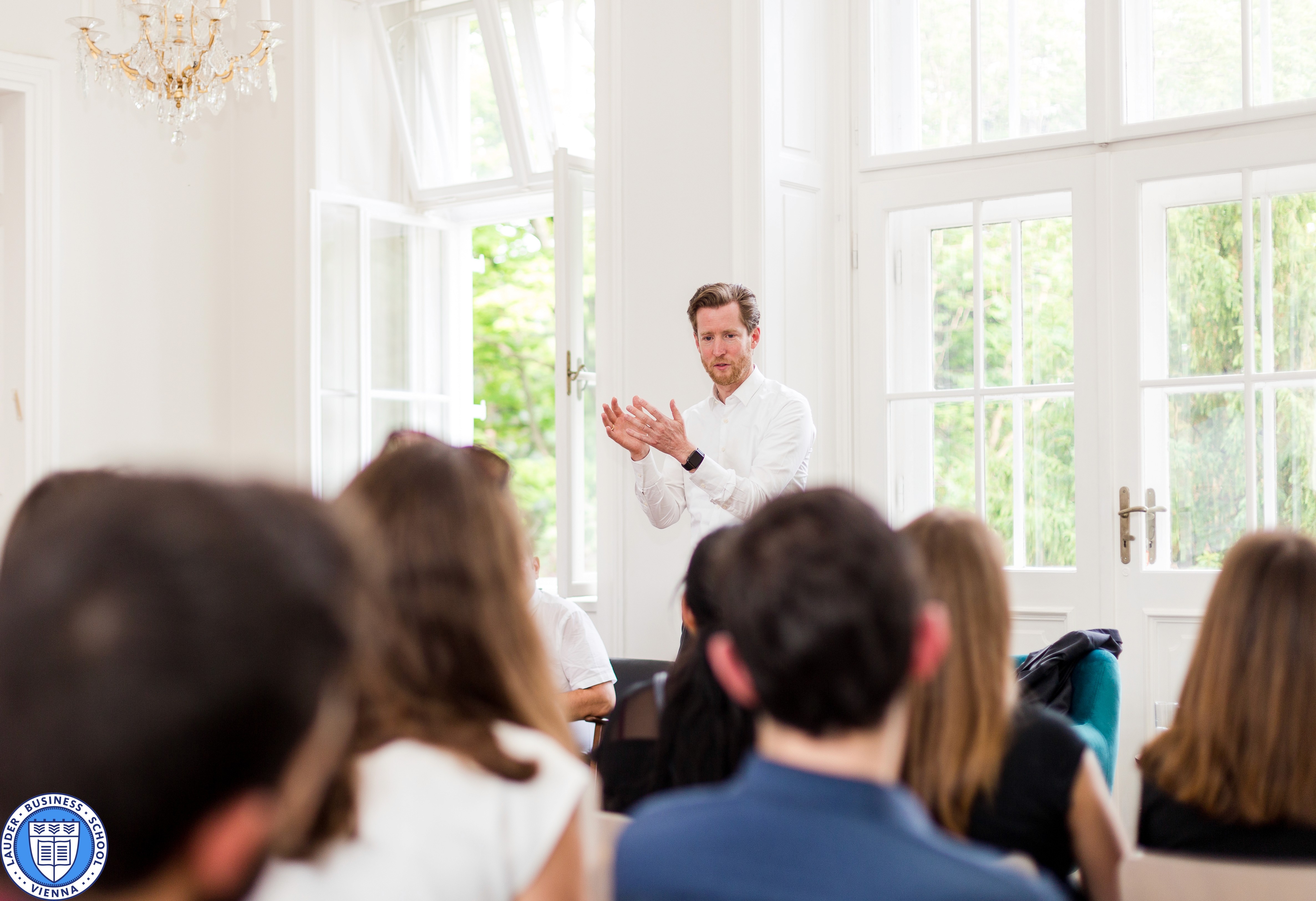  CEO of Austrian Airlines , Dr. Alexis von Hoensbroech speaks to LBS students