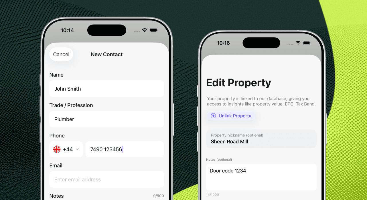 August Contacts and Property notes features