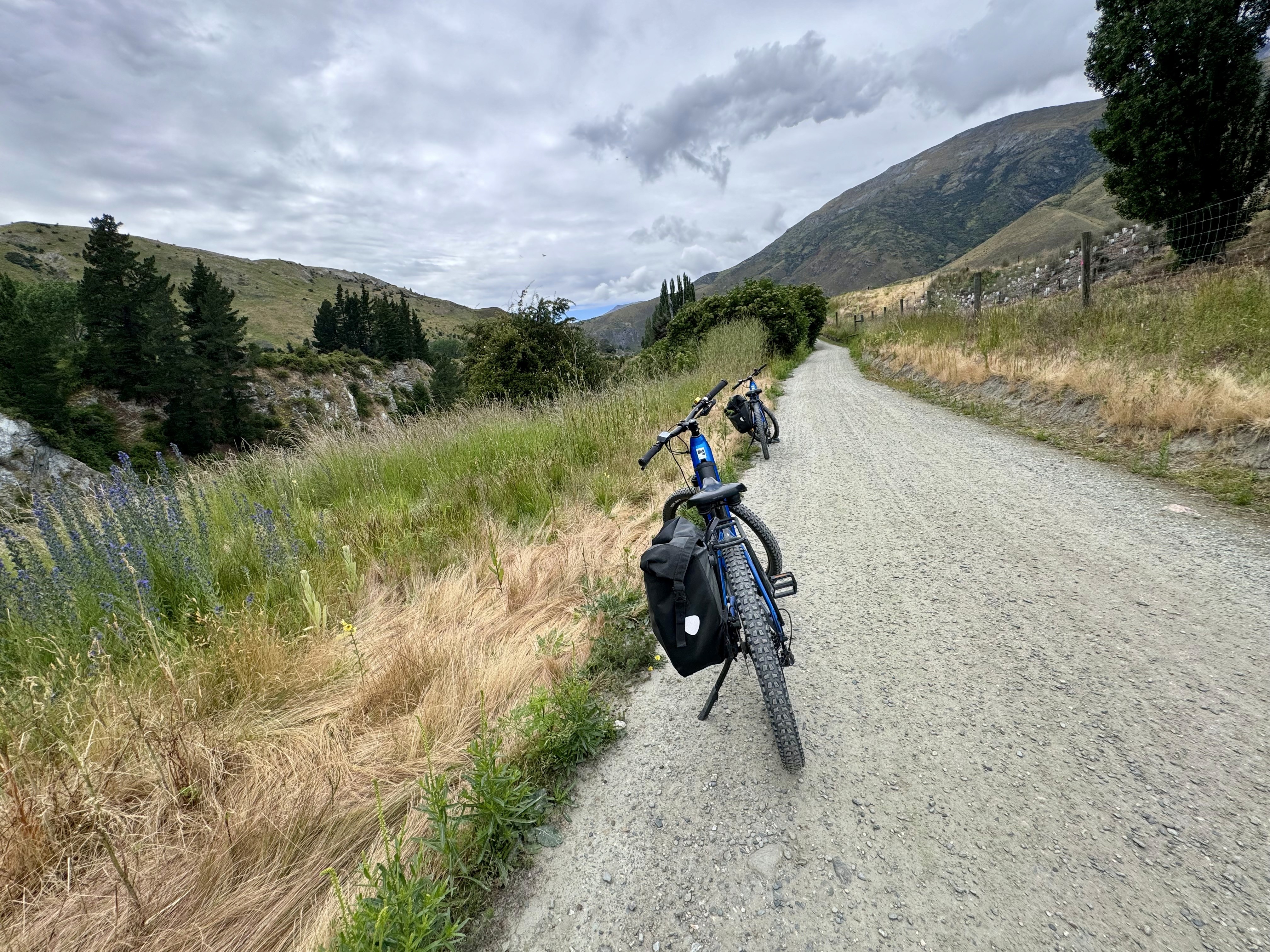 Our e-bike parked on the Arrowtown trail near Queenstown.