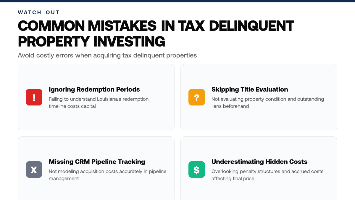 Calcasieu Parish, Louisiana Tax Delinquent Properties for Sale List — warning-callouts