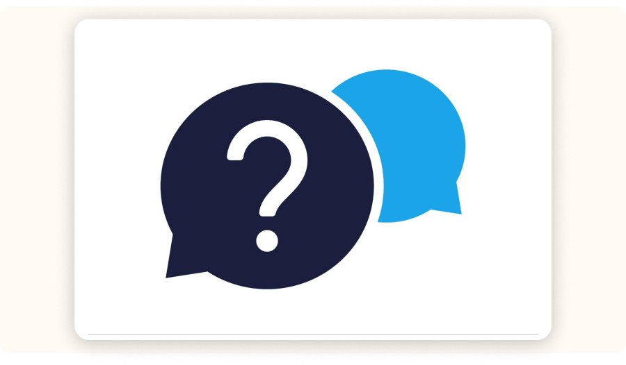 Speech bubbles with question mark symbolizing questions, support, or uncertainty