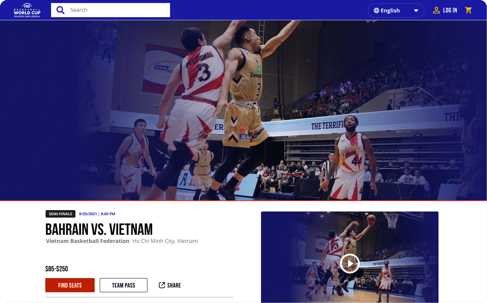 Screenshot of event detail page