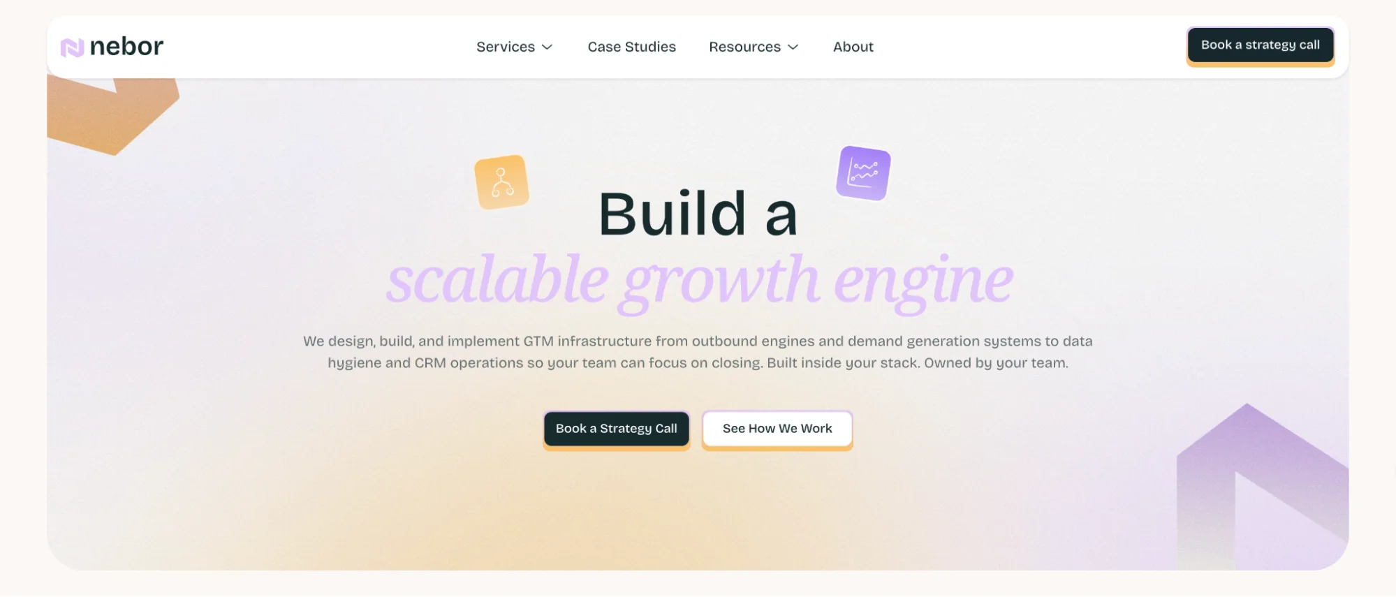 Nebor homepage: B2B GTM systems and sales automation agency