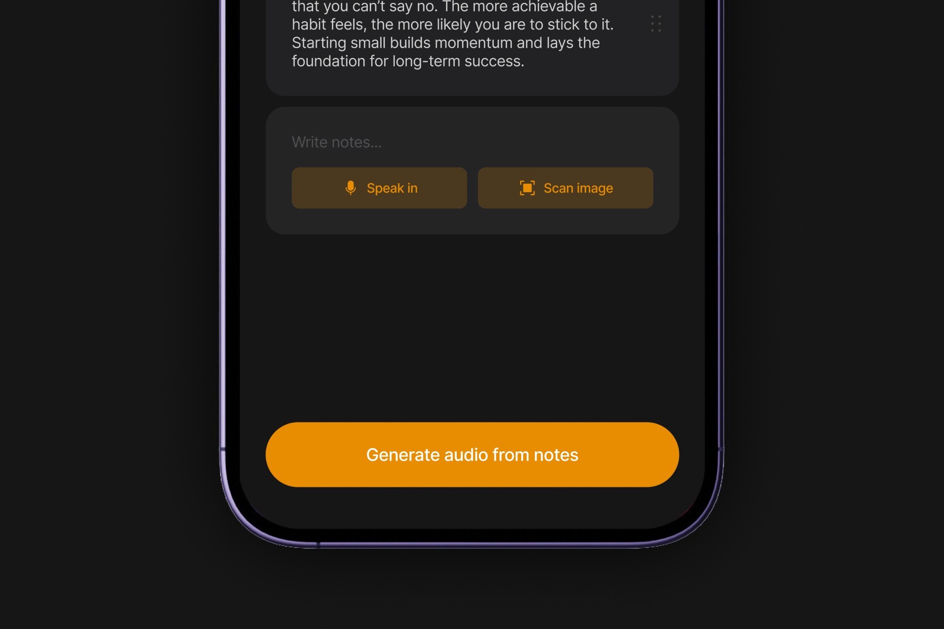 Add your notes in seconds with AI