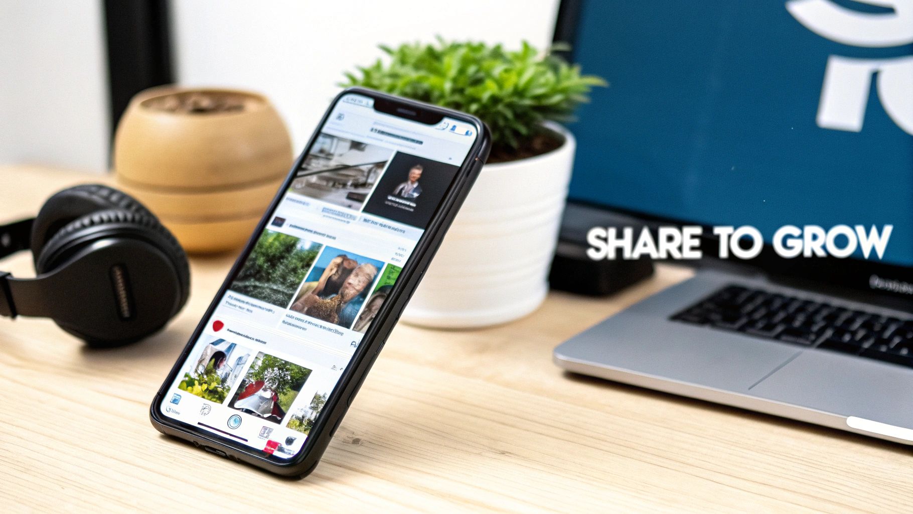 A person sharing content on various social media platforms from their macOS device.