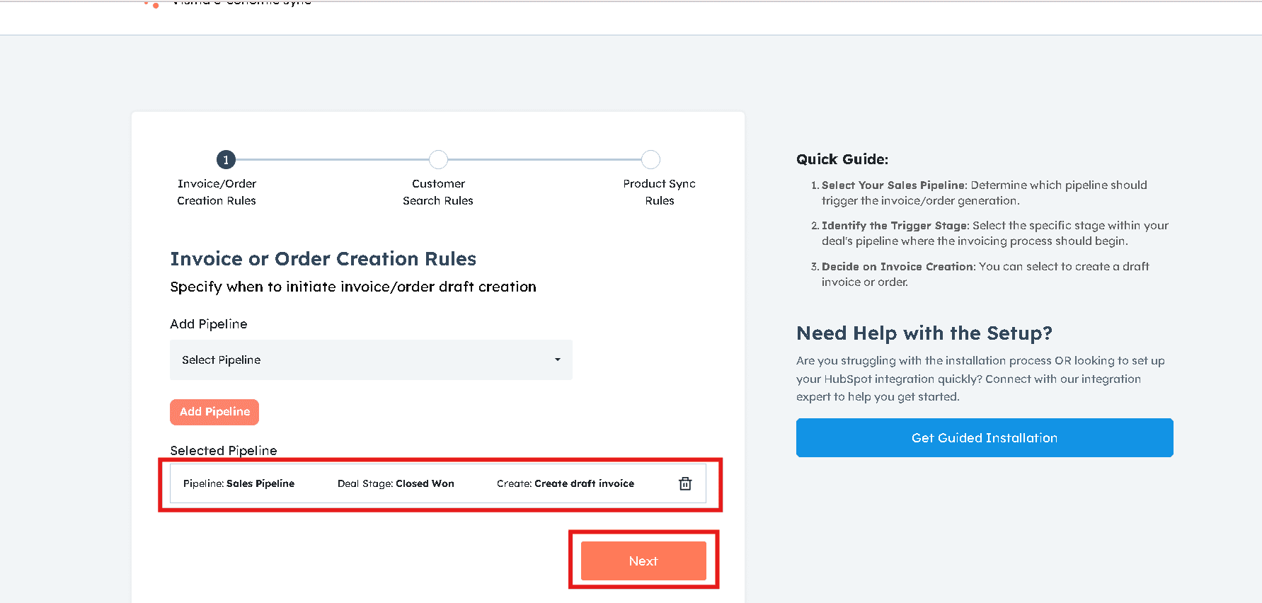 Invoice/Order Sync Rules