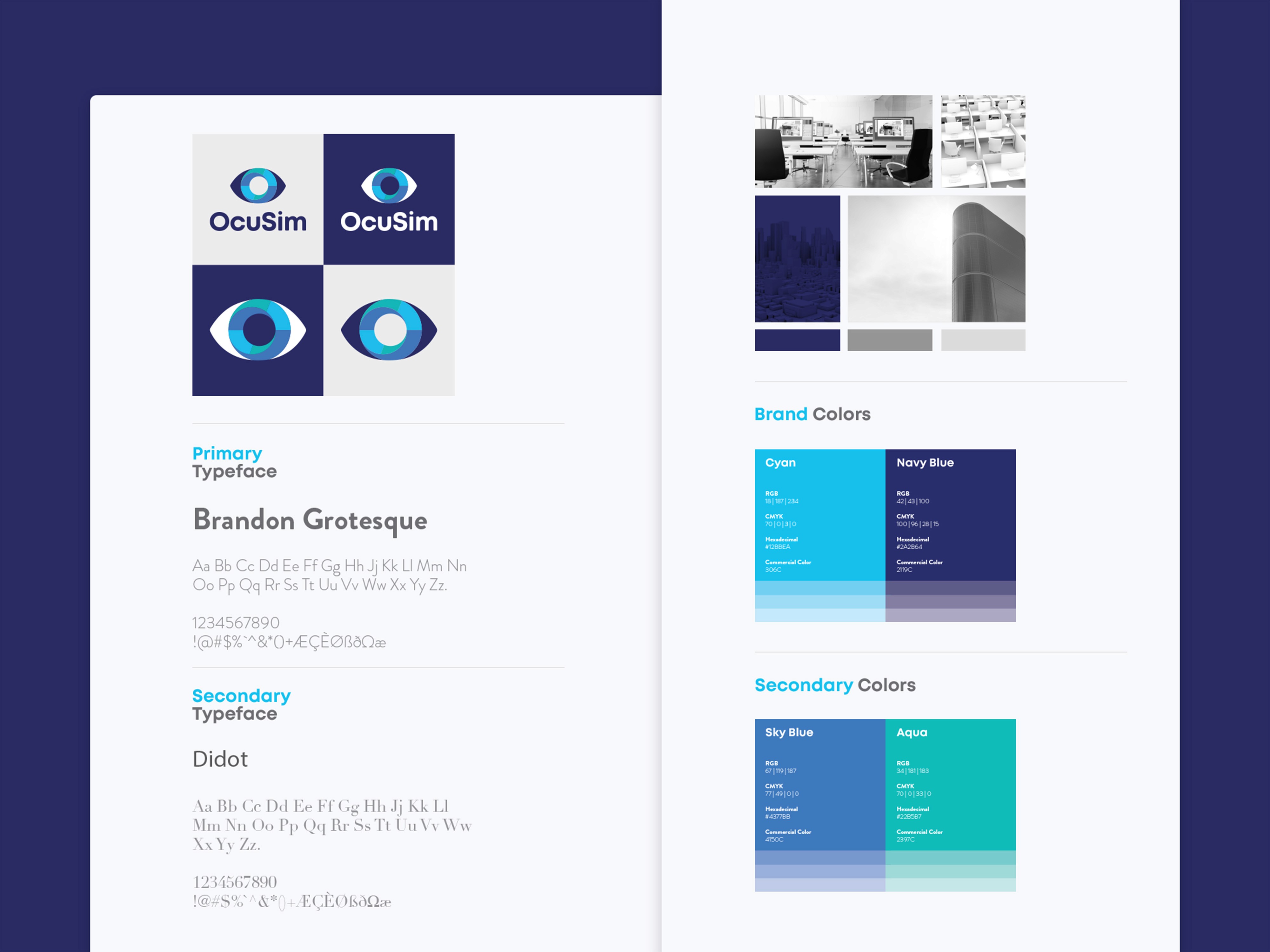 Ocusim medical VR logo mark detail and final brand identity by Olivia Ross