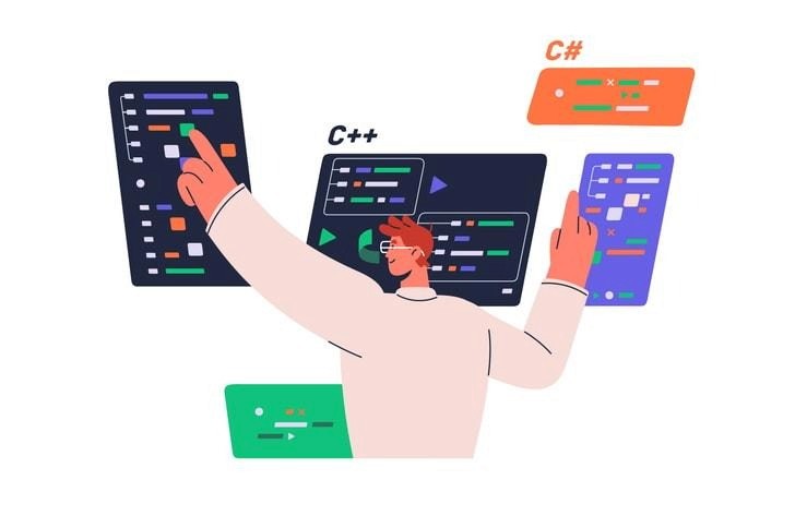A programmer contemplating which programming language is the best for their career.