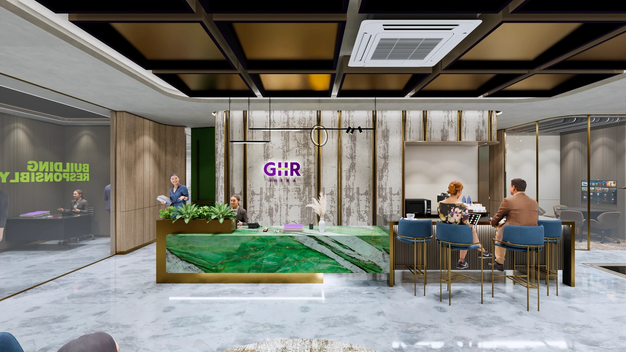 Designed luxury reception for real estate coprorate office