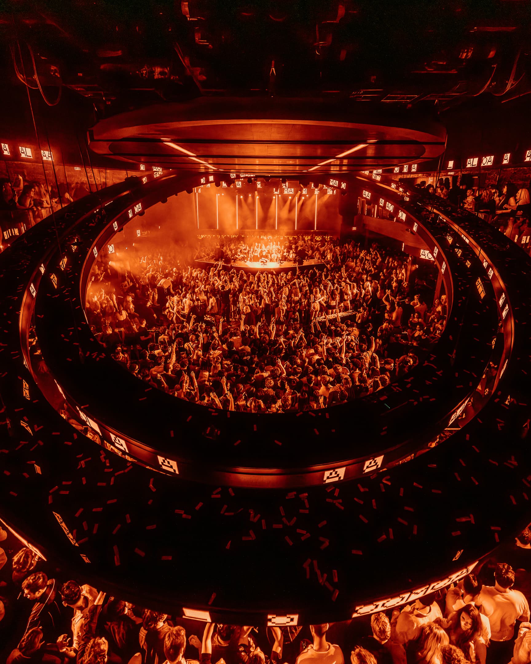 Aerial view of LIV Las Vegas nightclub packed crowd during live performance, photographed by A World Away