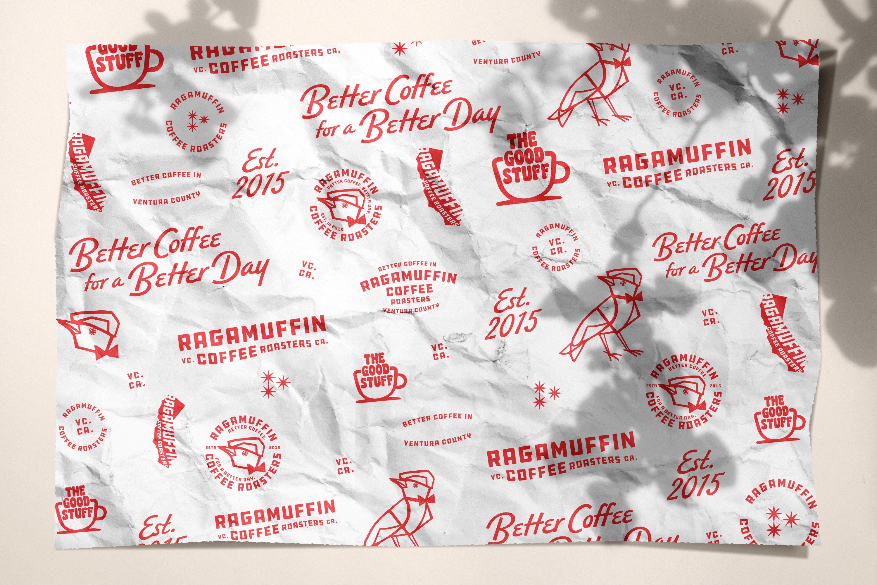 Ragamuffin branded food paper with repeating pattern