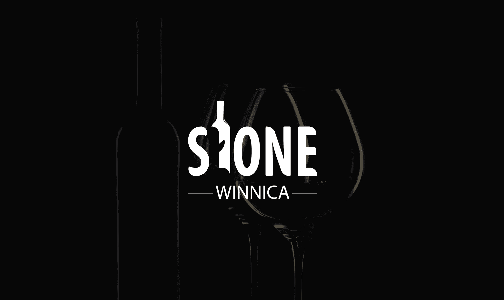 Logo on a background of wine glasses and a bottle.
