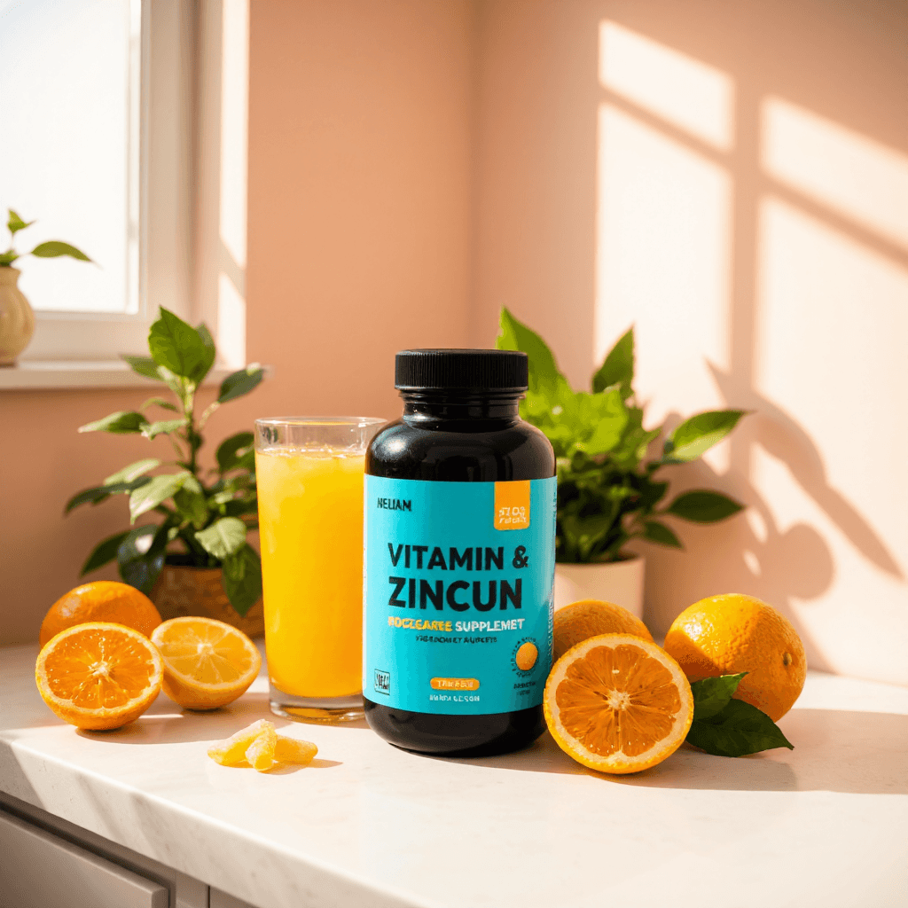 product photography of vitamin C and zinc supplement
