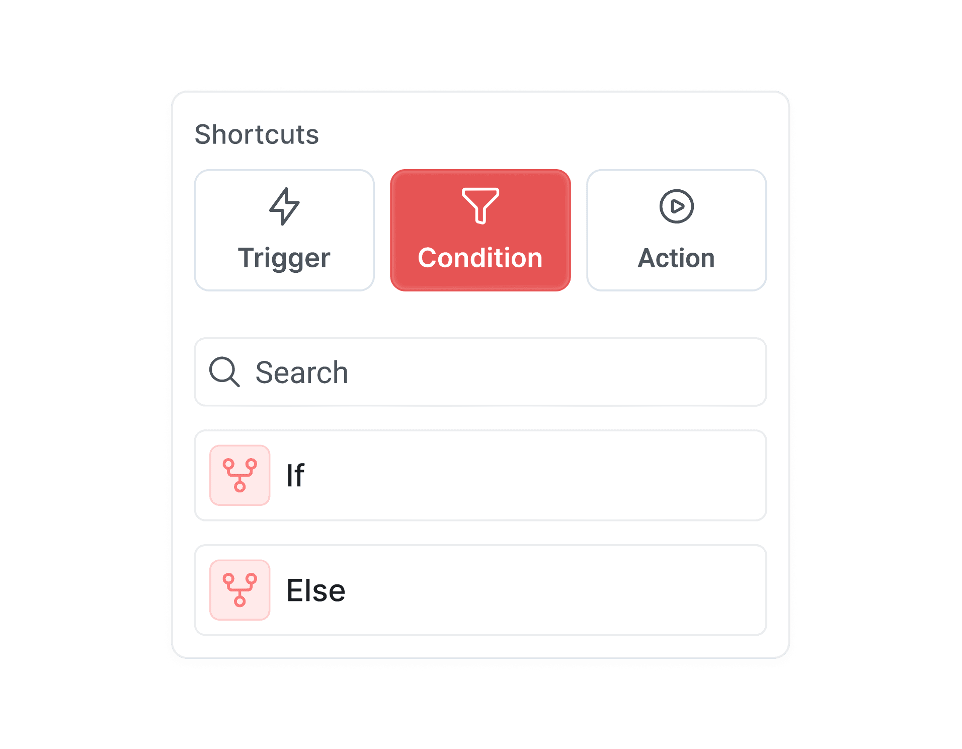 Settings menu screenshot showing various options for managing trigger action configurations.