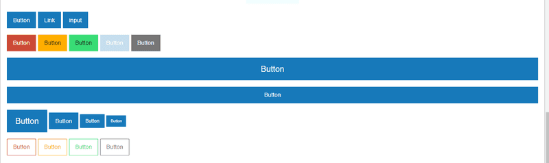 set of colorful buttons of different sizes created with CSS