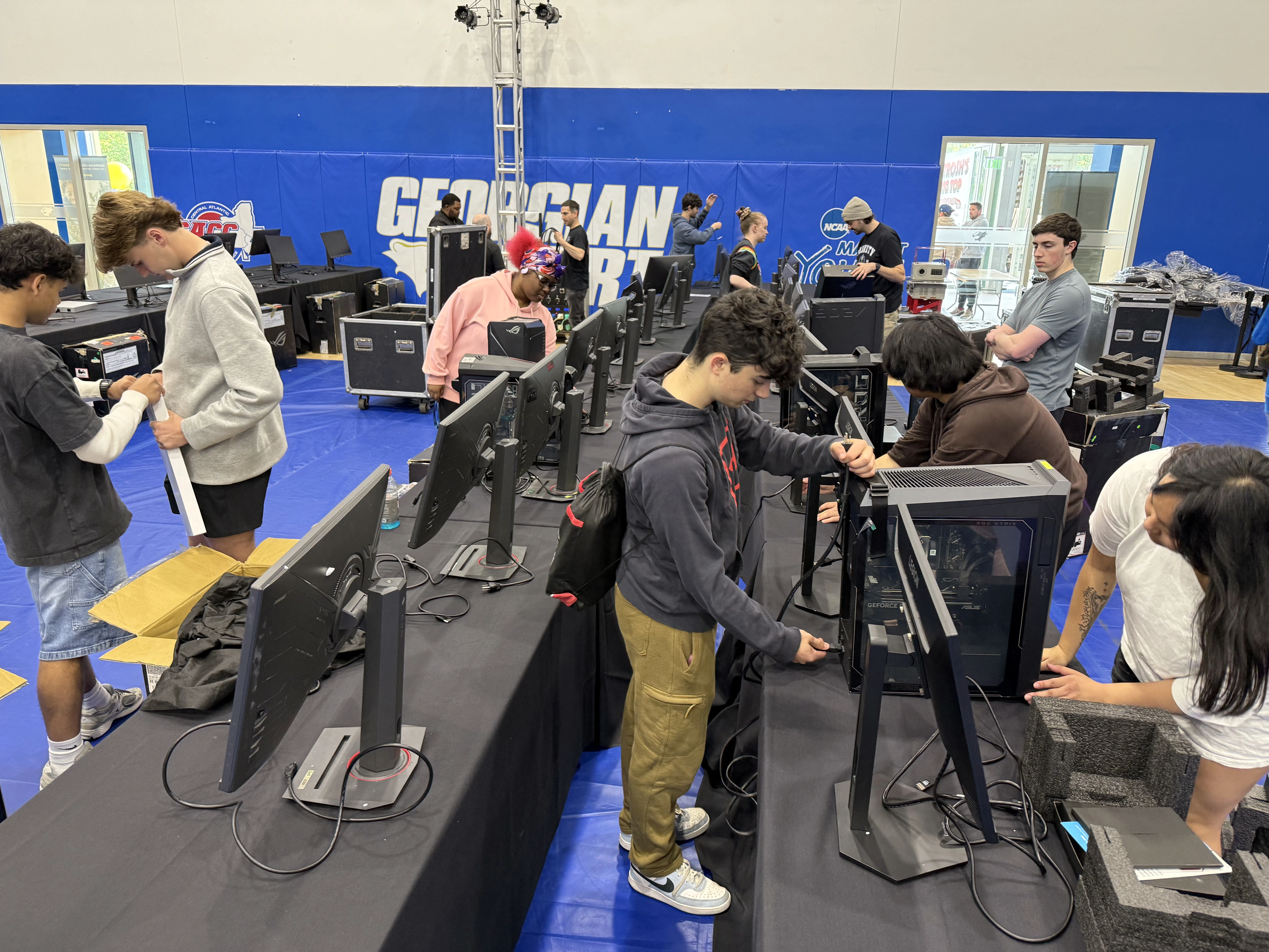 Student running the broadcast board at a GSE esports event