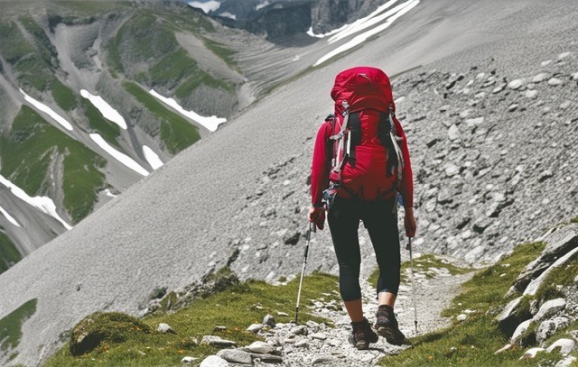 Person rucking in the mountains