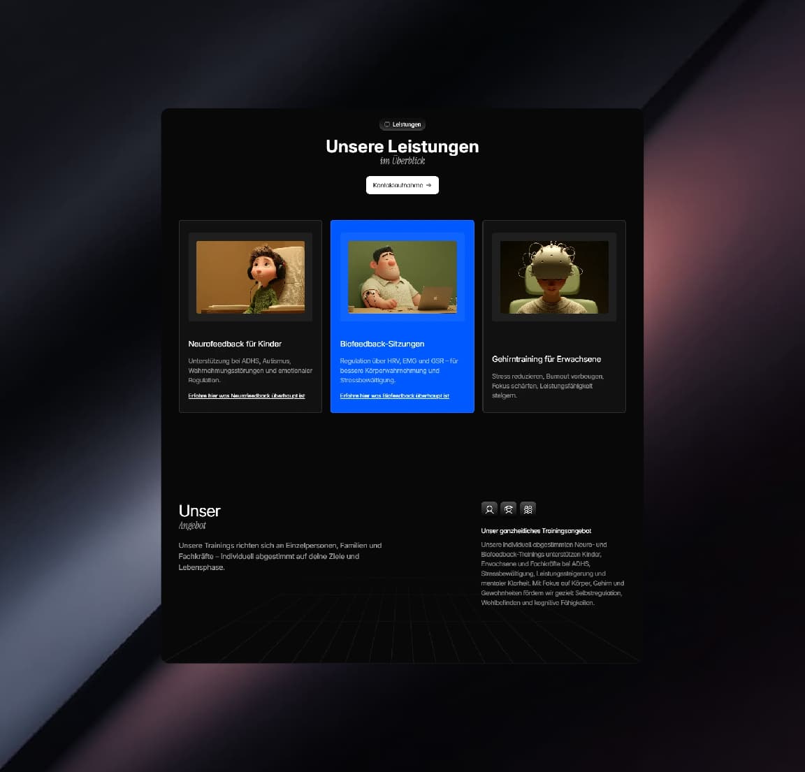 Framer website builder interface with blue abstract background and editor.