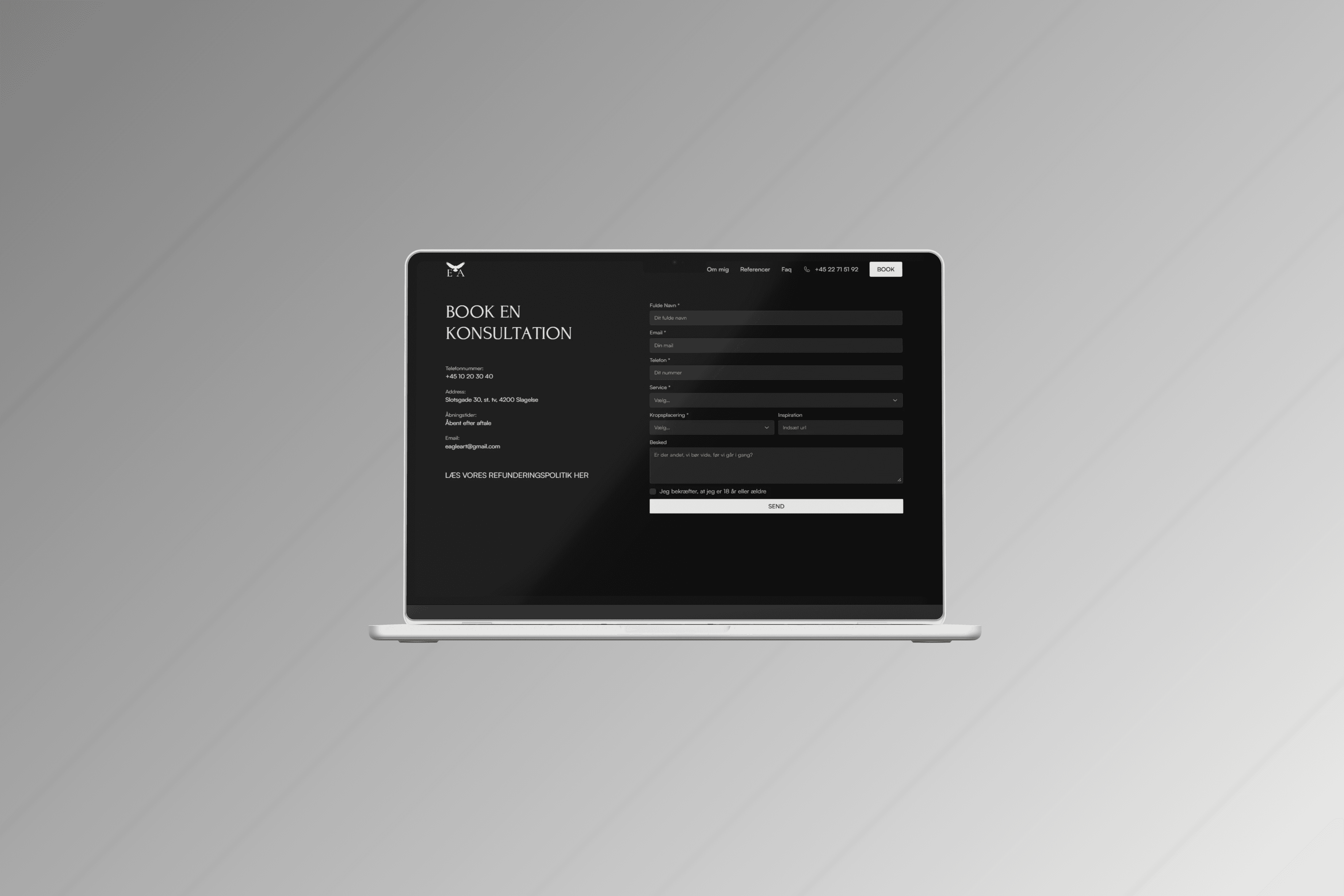 Mac Mockup displays website made by Seoma