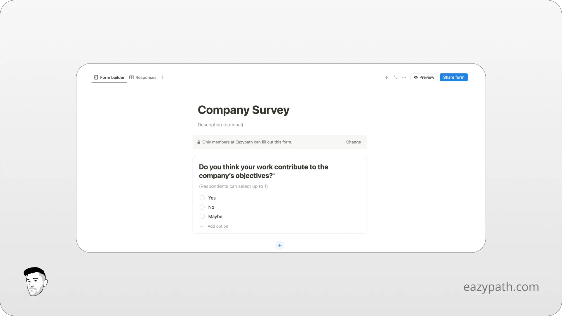 Specific use cases of Notion forms - Company Survey