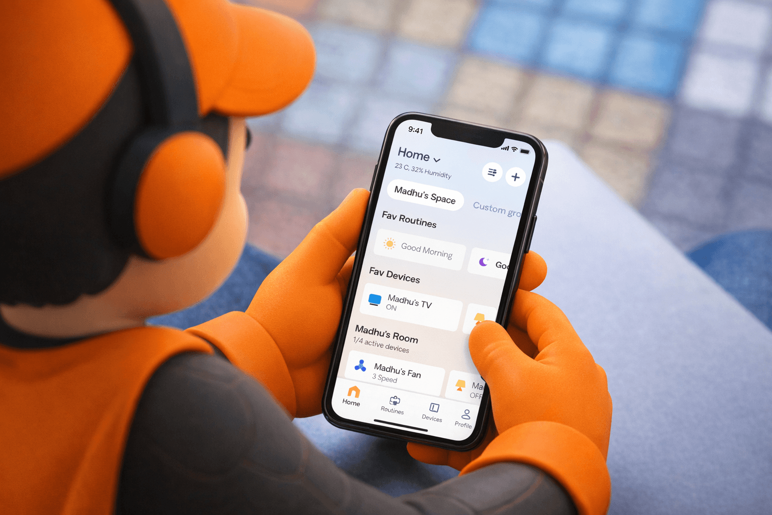 Upslide mascot using mobile app