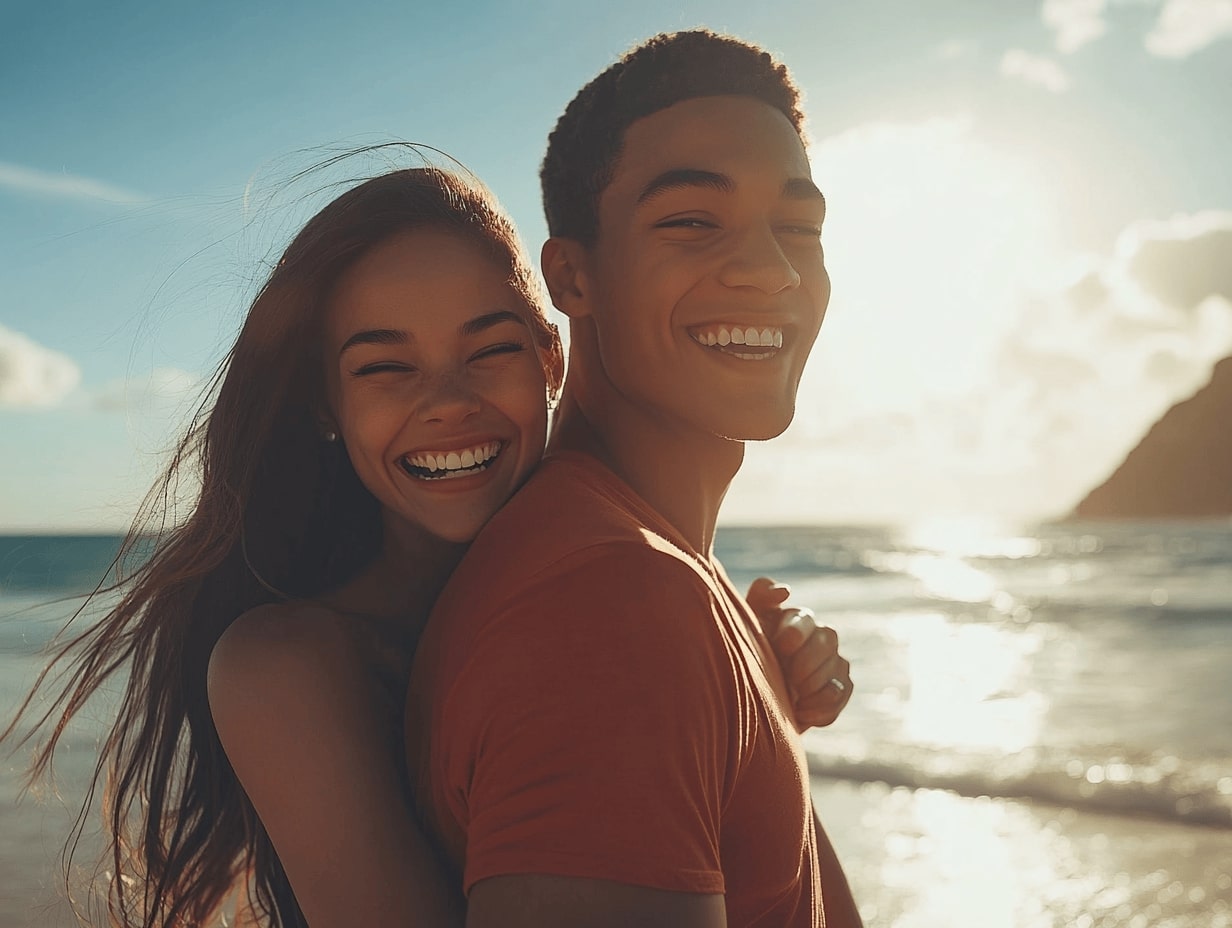 Happy couple on the beach