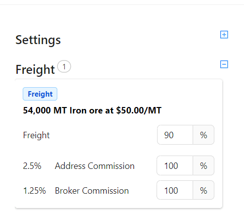 overview on freight and comission cost