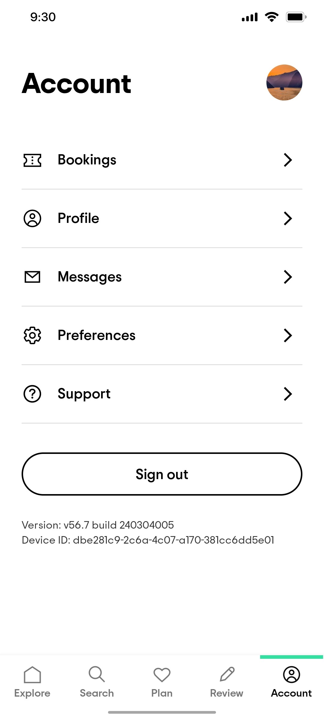Tripadvisor Account Page Screen