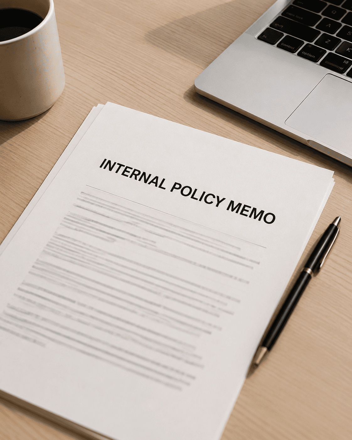 A notebook for an internal policy memo