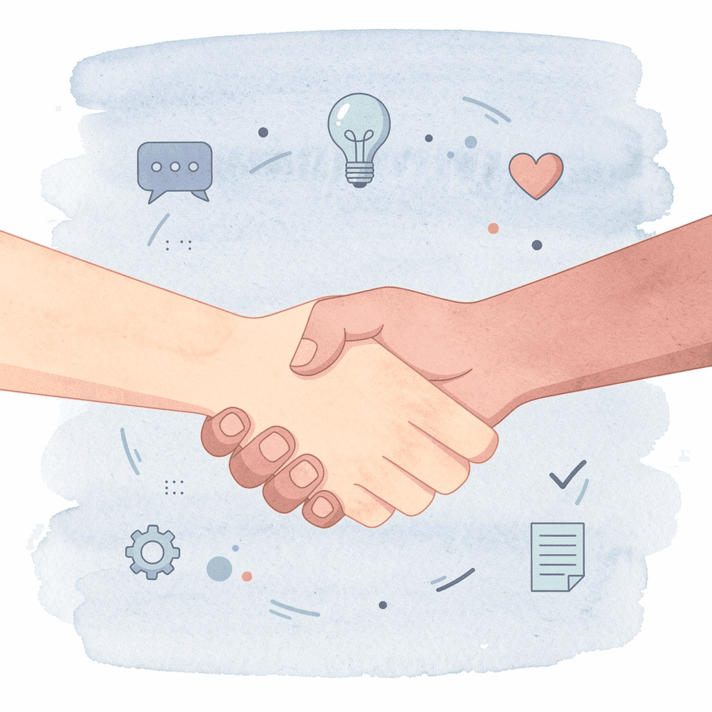 Illustration of hands connecting, representing community support