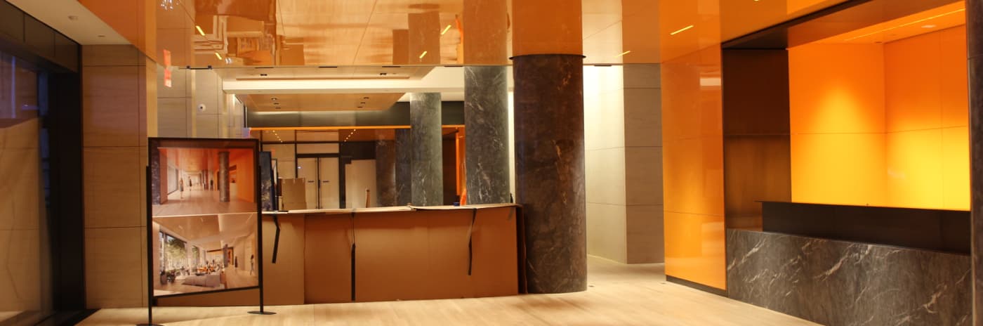 A swanky orange interior