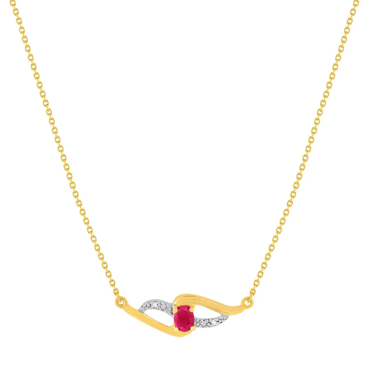 Collier en or jaune 375 serti de diamants et rubis