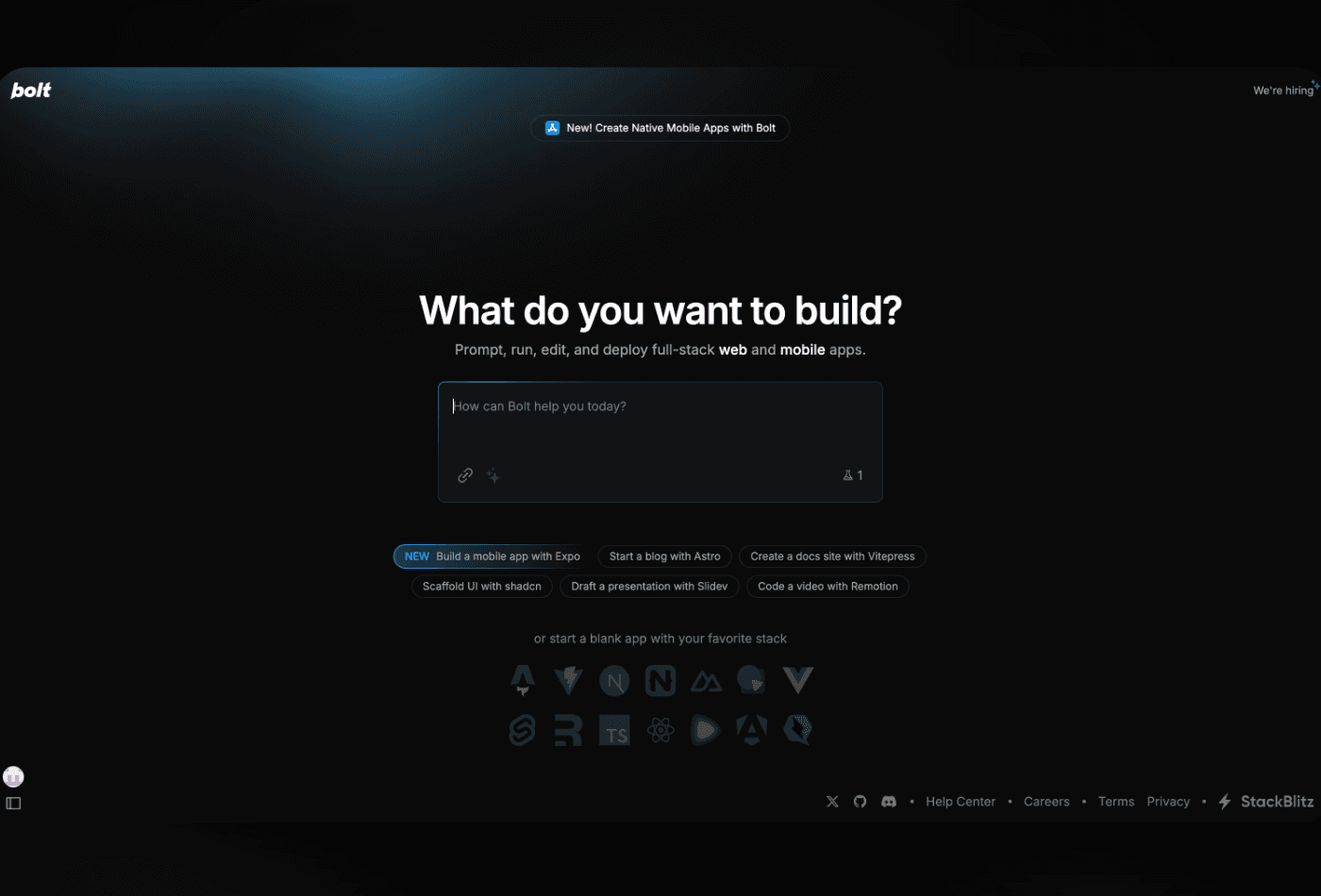 Bolt AI web/mobile app builder