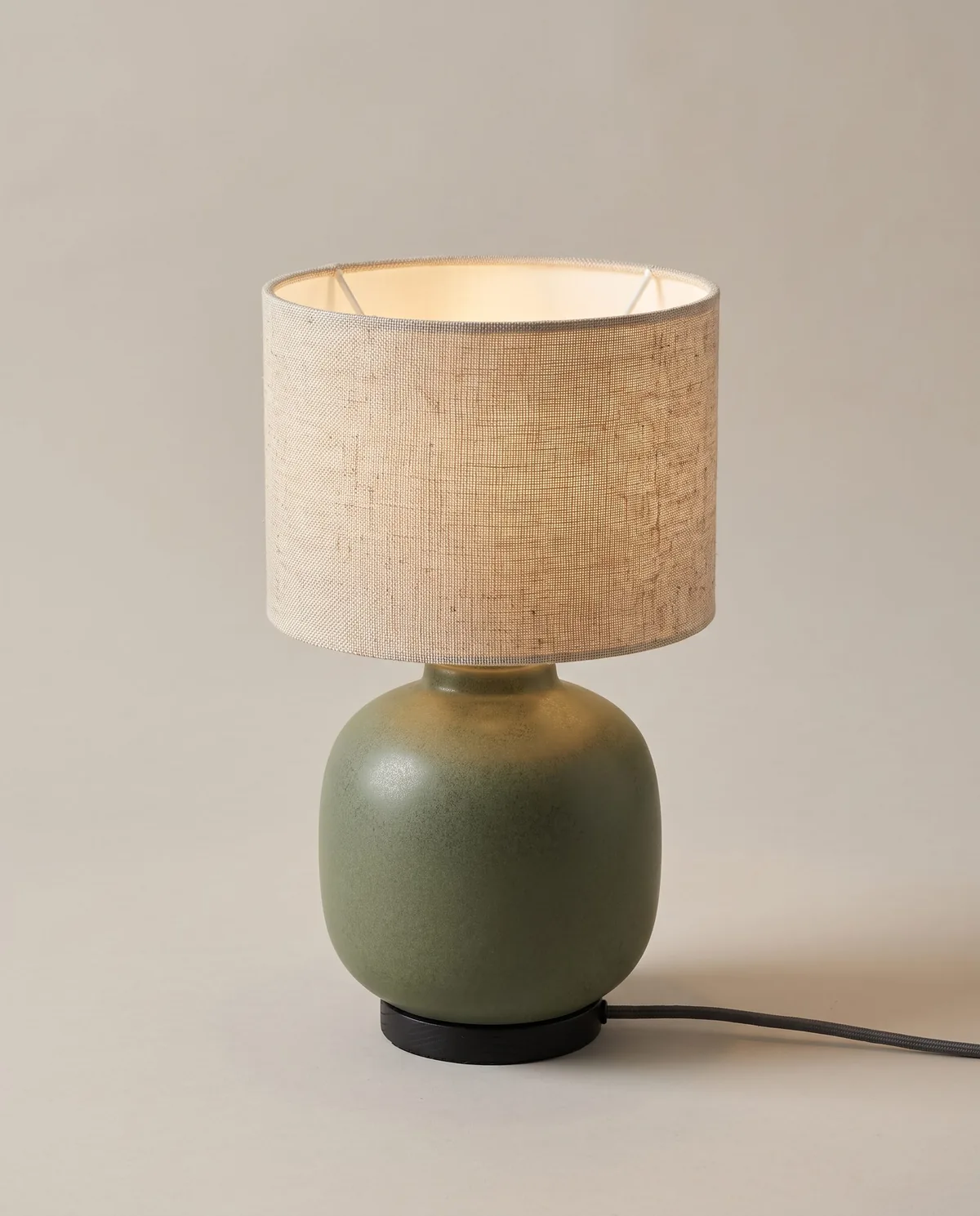 Nook table lamp, moss, Moss glaze, linen shade