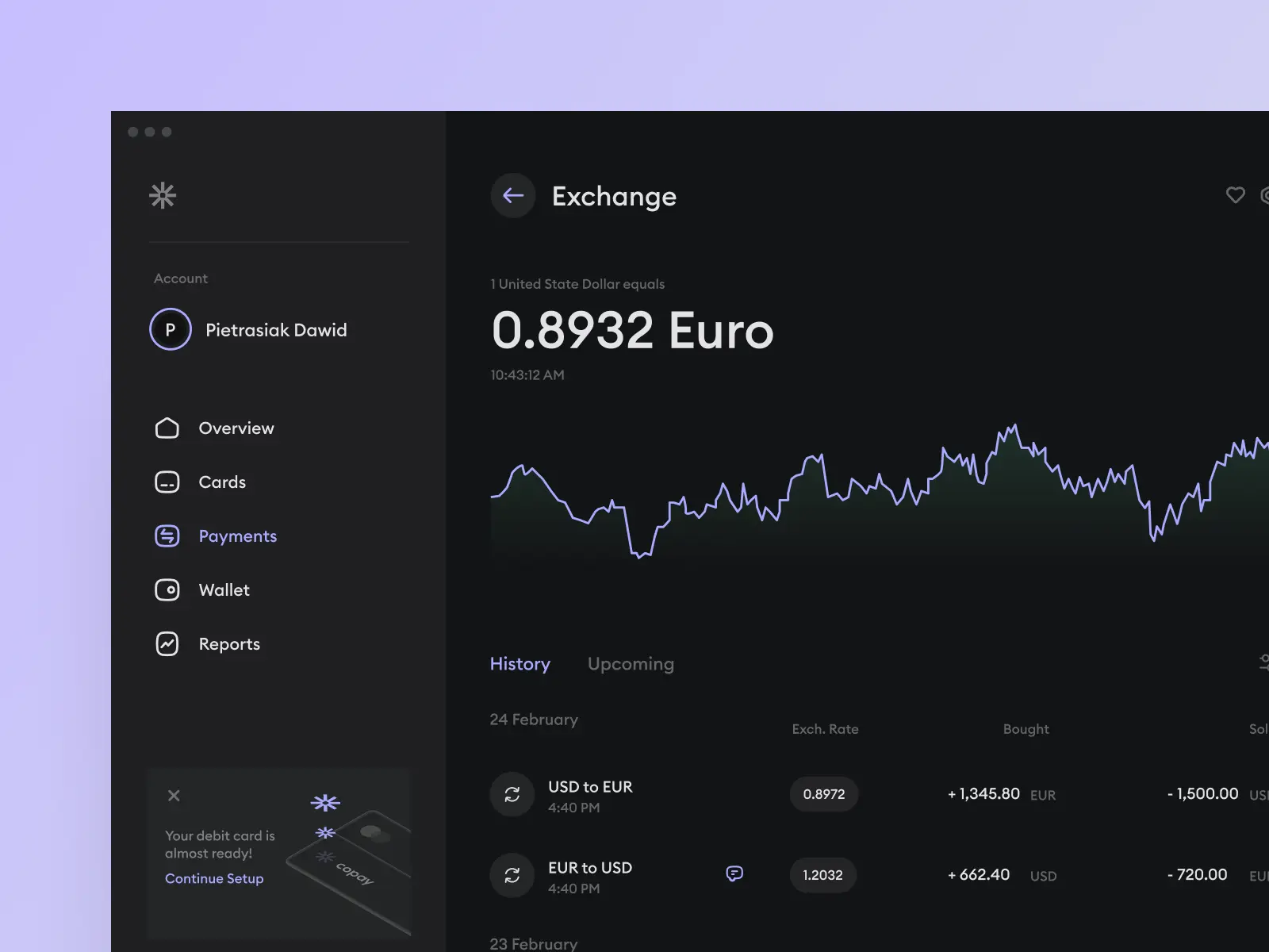 Currency App Dasboard