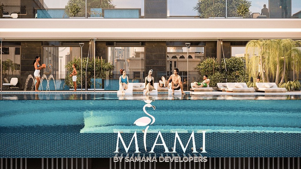A modern building at Samana Miami, designed with futuristic aesthetics and innovative architectural features.