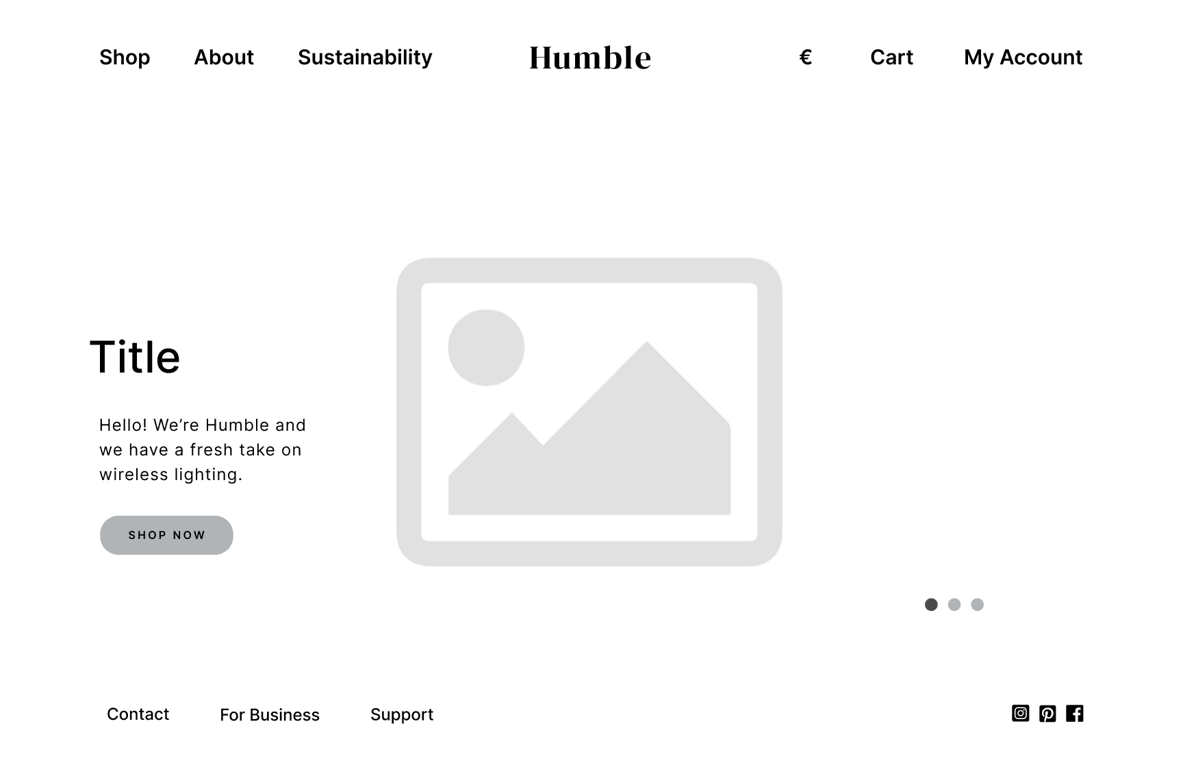 A minimalistic design for the homepage hero section
