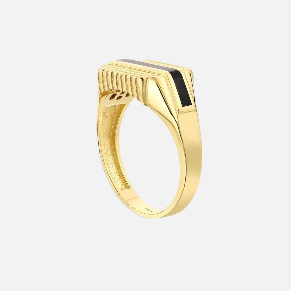 Assos 14 Ayar Altın Modern Tasarım Şık Erkek Yüzük