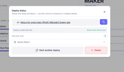 livemy.app Deploy Status modal showing Done Your site is live with a clickable URL