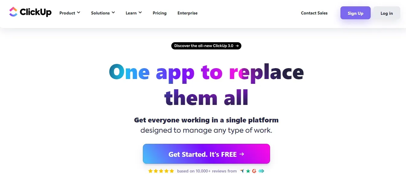 ClickUp flowchart tool with interactive whiteboard and project management integration