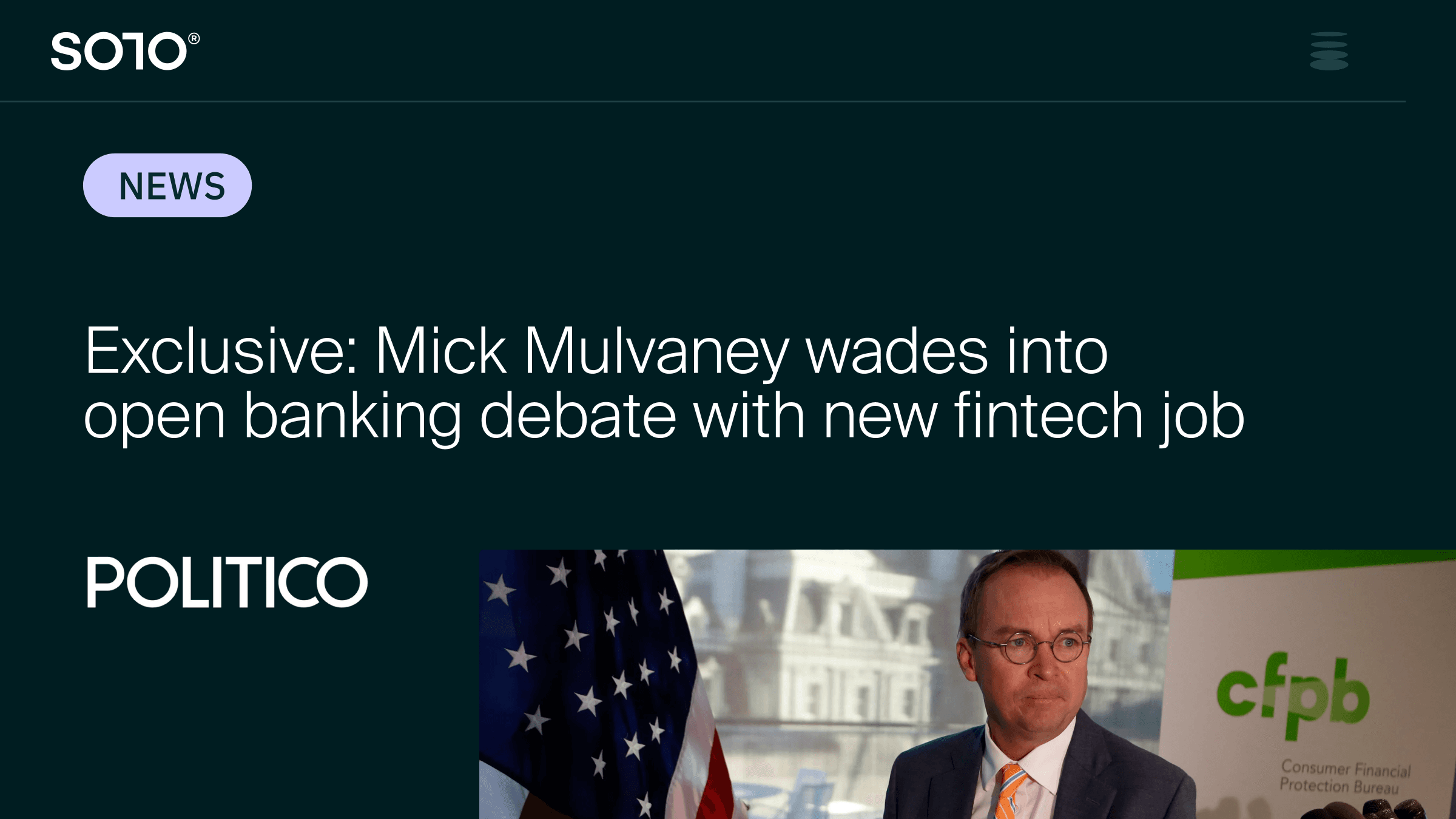 mick mulvaney joins SOLO one fintech new advisory board