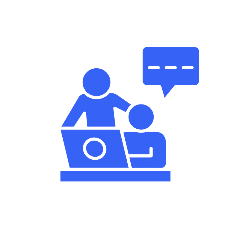 Icon showing team training and support for AI adoption