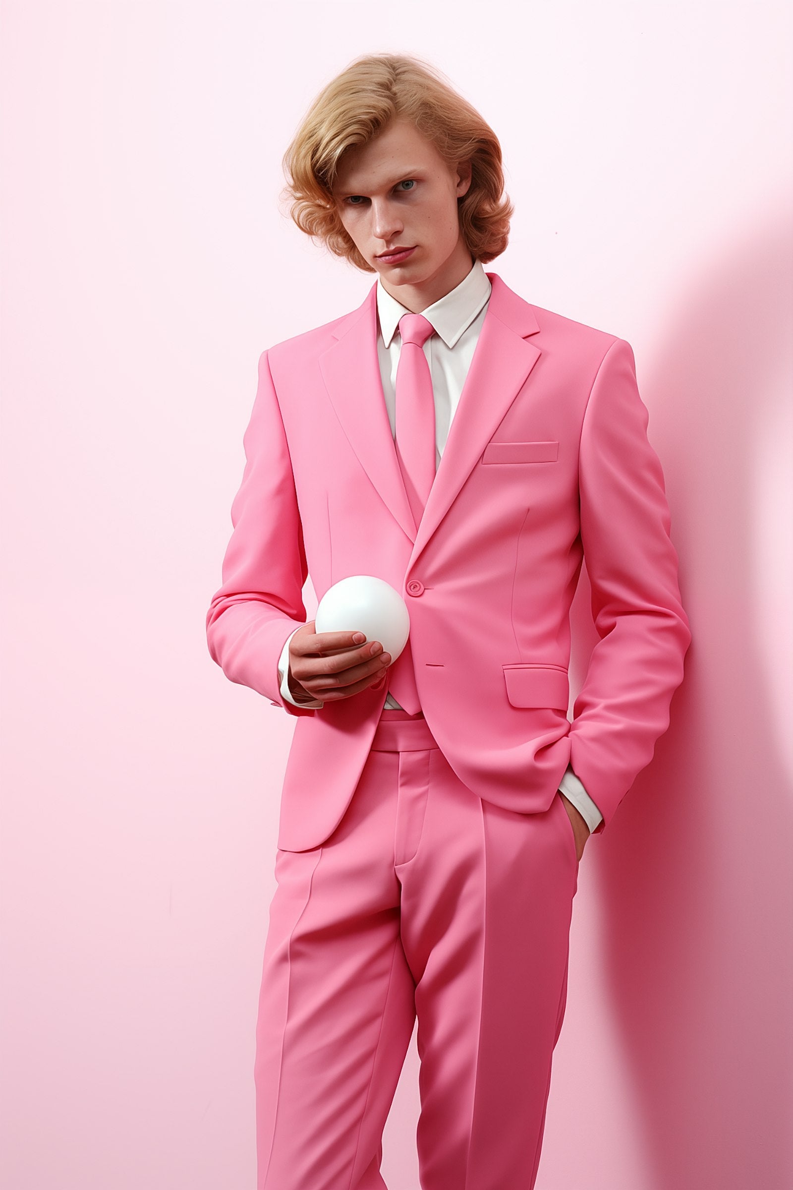 Monochromatic Pink Suit for Men
