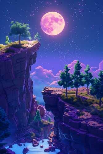 3D cartoon night sky