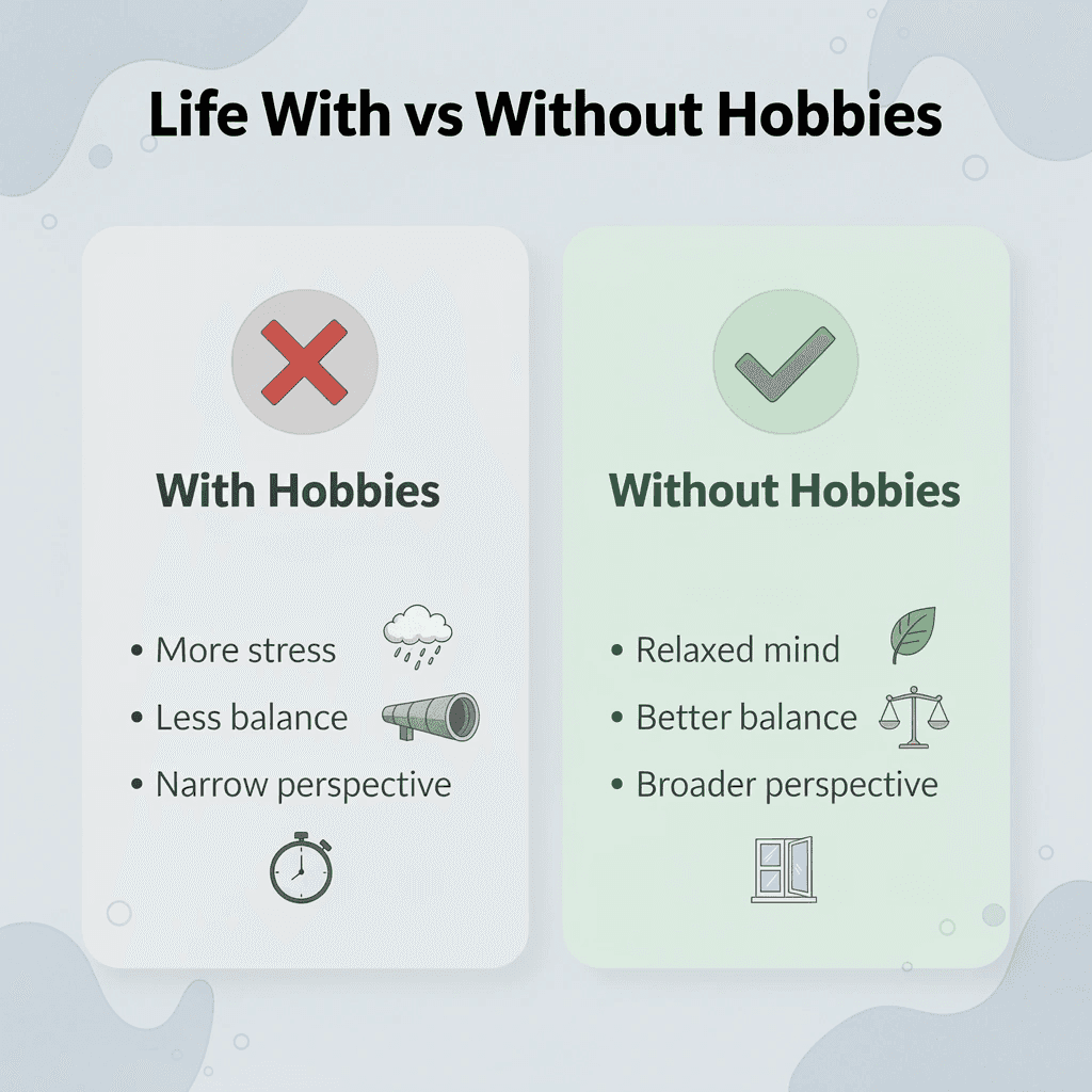  Before and after comparison of life with and without creative hobbies