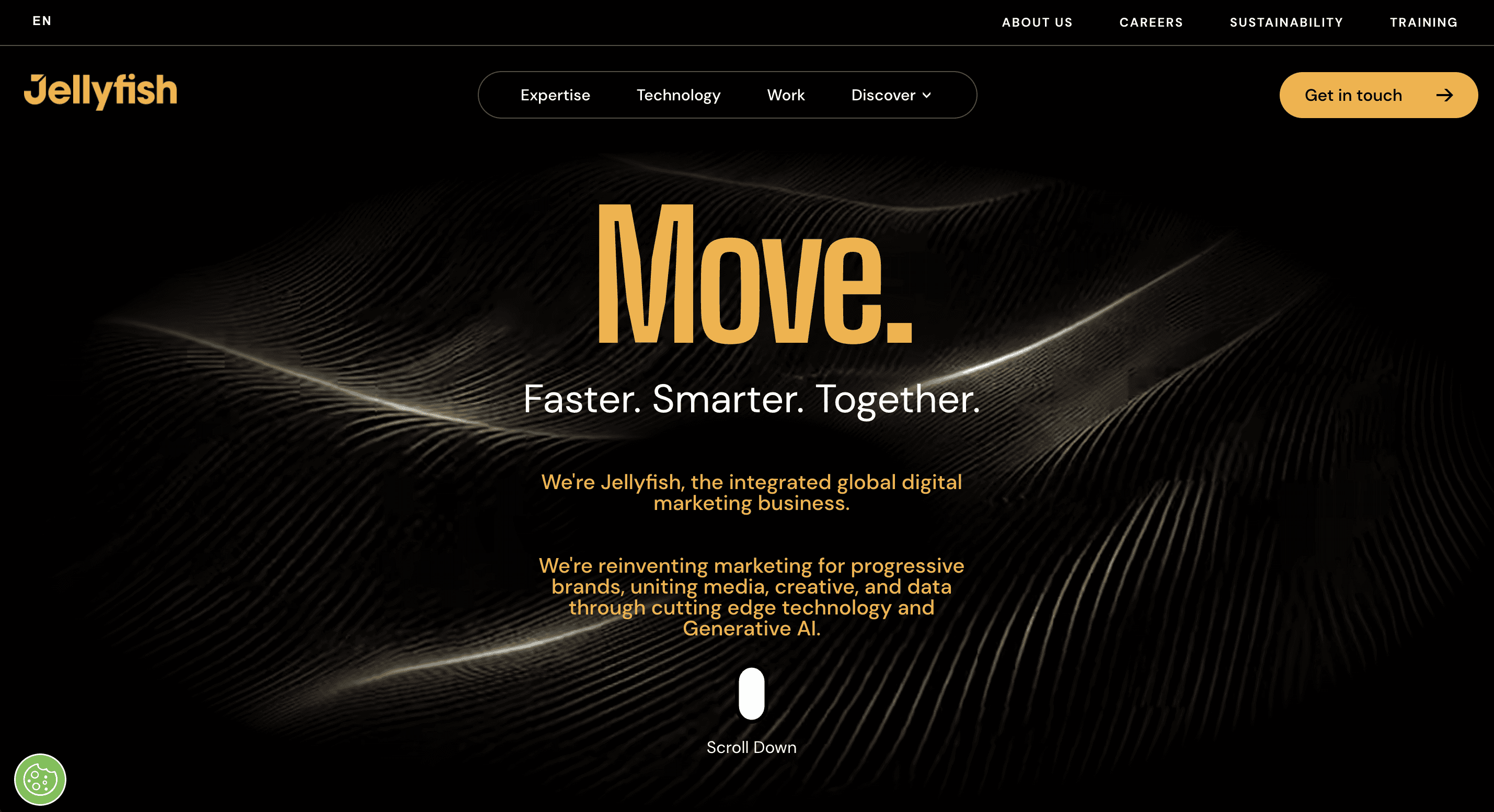 Homepage of Jellyfish, a paid media agency.