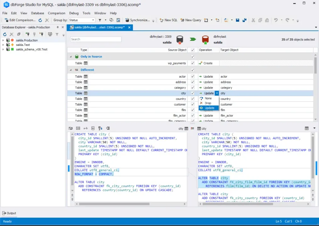 The dbForge Studio for MySQL database editor.