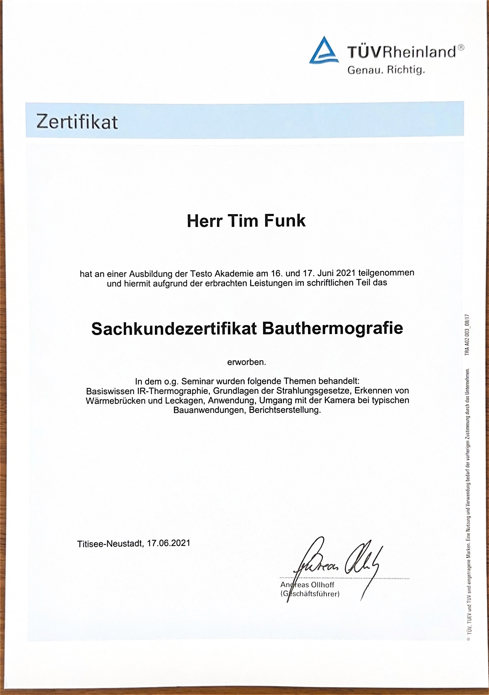 weiteres Zertifikat Funk 5