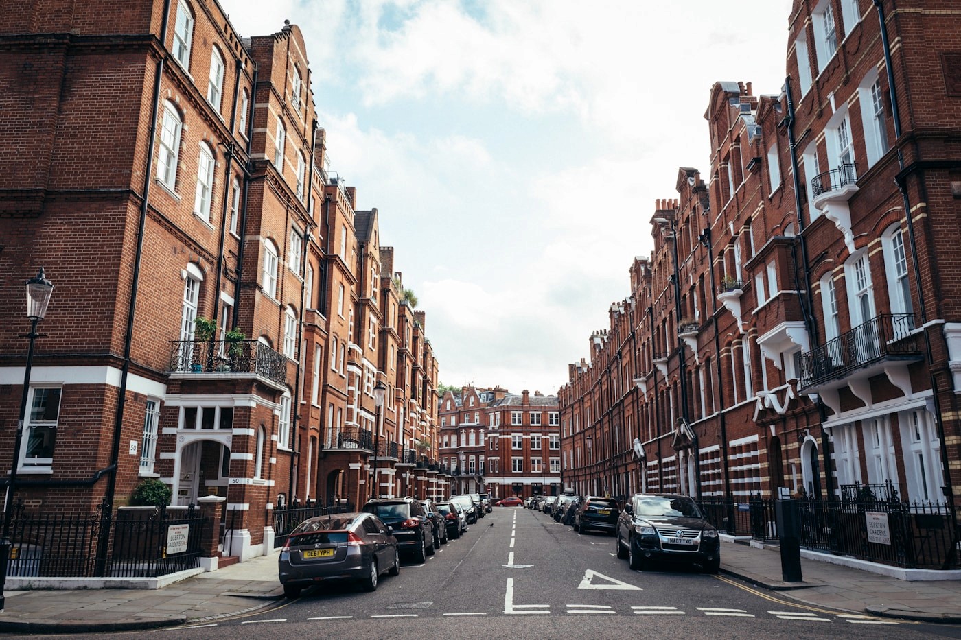 London red-brick residential housing street
