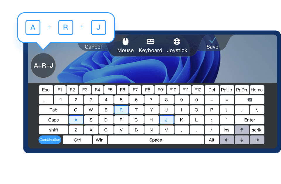 Customize combination keys preset for PC gaming